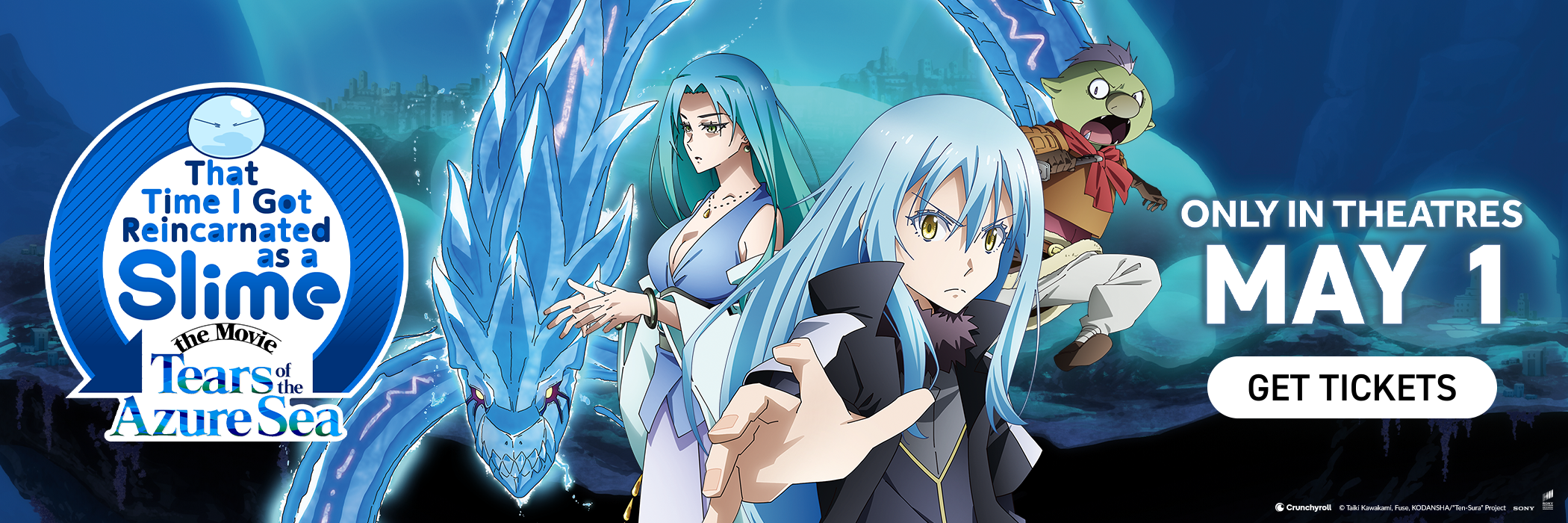 Secondary Banner - That Time I Got Reincarnated as a Slime The Movie: Tears of the Azure Sea. ONLY IN THEATRES MAY 1. GET TICKETS.