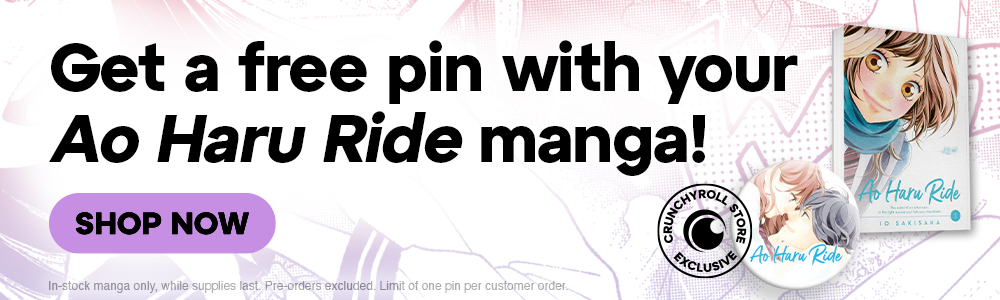 Celebrate 20 years of Shojo Beat with VIZ! Get a free pin with your Ao Haru Ride manga!