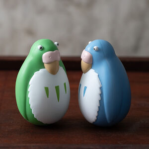 The Boy and The Heron - Blue and Green Parakeet Tilting Figure Set