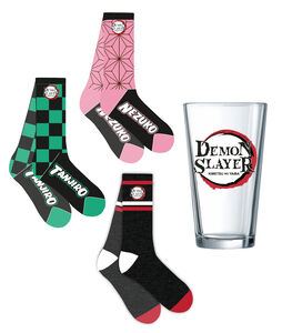 Demon Slayer: Kimetsu No Yaiba - Pint Glass and Sock Set Holiday Bundle