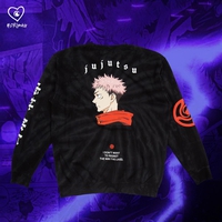 CR Loves Jujutsu Kaisen - Yuji Itadori Jujutsu Profile Tie Dye Crew Sweatshirt image number 0