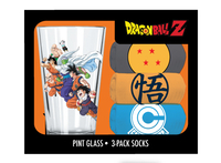 dragon-ball-z-pint-glass-and-sock-set-holiday-bundle image number 1