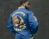 My Hero Academia x Hyperfly x NBA - All Might Golden State Warriors Satin Jacket image number 15