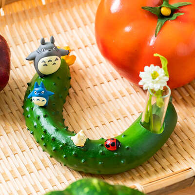 My Neighbor Totoro - Totoro and Cucumber Single Stem Flower Vase