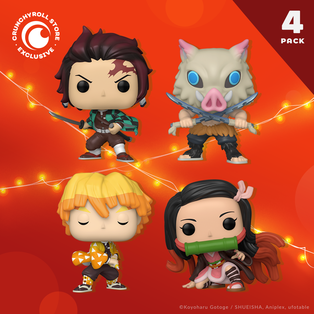 Demon Slayer: Kimetsu no Yaiba - Tanjiro Kamado, Nezuko Kamado, Zenitsu Agatsuma, & Inosuke Hashibira Funko POP! Set - Crunchyroll Exclusive
