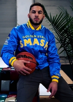 My Hero Academia x Hyperfly x NBA - All Might Golden State Warriors Satin Jacket image number 20