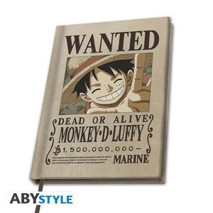 One Piece - Notebook A5 Wanted Luffy X4