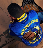 My Hero Academia x Hyperfly x NBA - All Might Golden State Warriors Satin Jacket image number 21