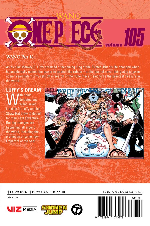 VIZ on X: Cover reveal! 🏴‍☠️ One Piece, Vol. 105 releases March 12, 2024.  Pre-order now:   / X
