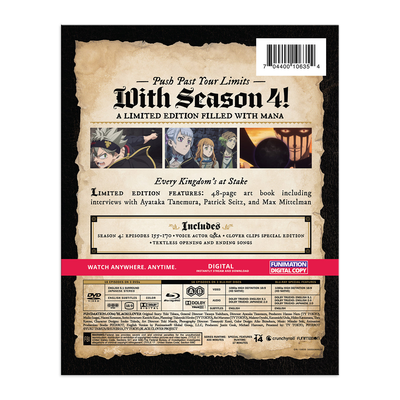 Black Clover Season 4 Limited Edition Bluray + DVD Crunchyroll