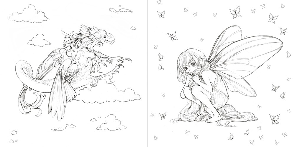Pop Manga Dragons and Other Magically Mythical Creatures Coloring Book image count 1