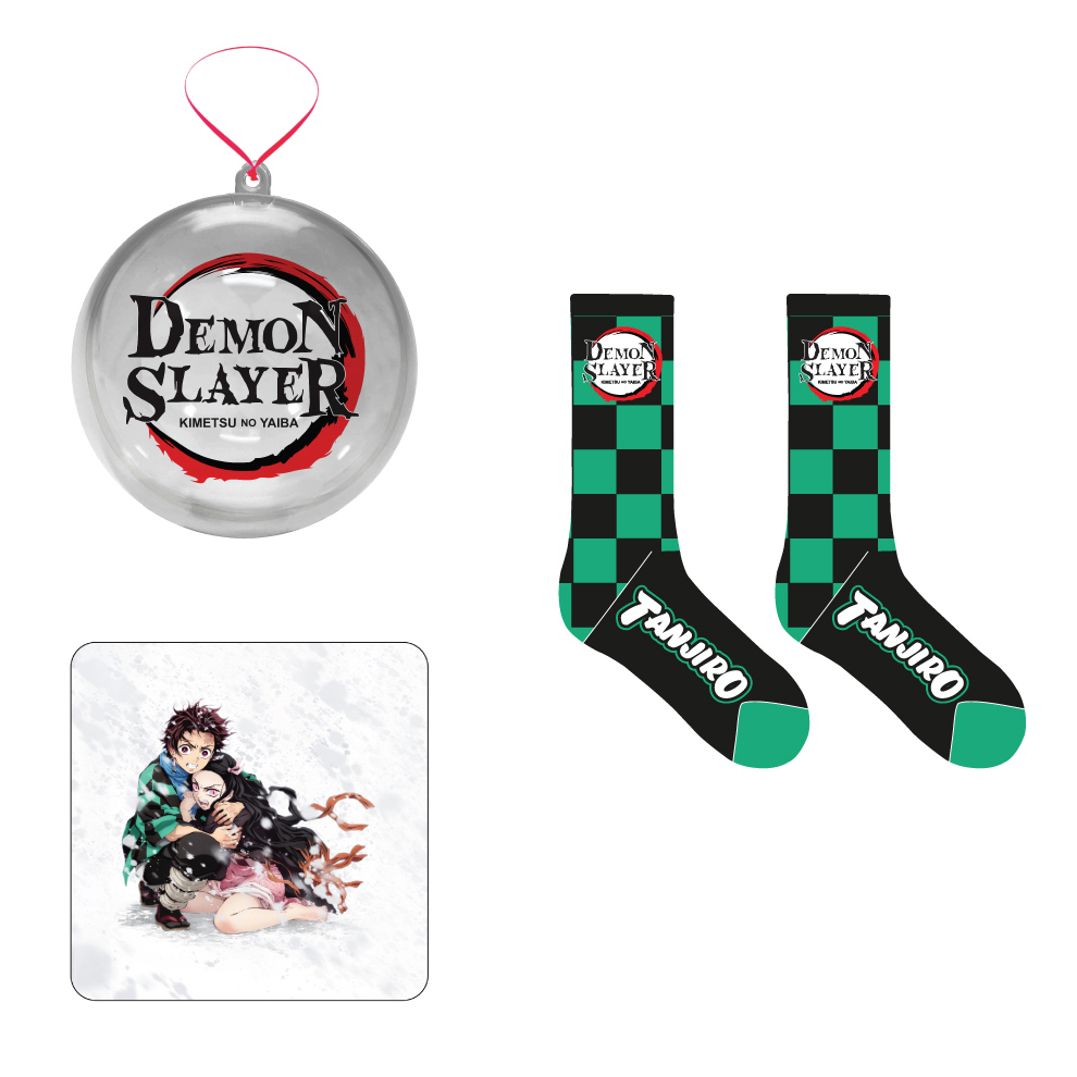 demon-slayer-kimetsu-no-yaiba-ornament-and-sock-holiday-bundle image count 0