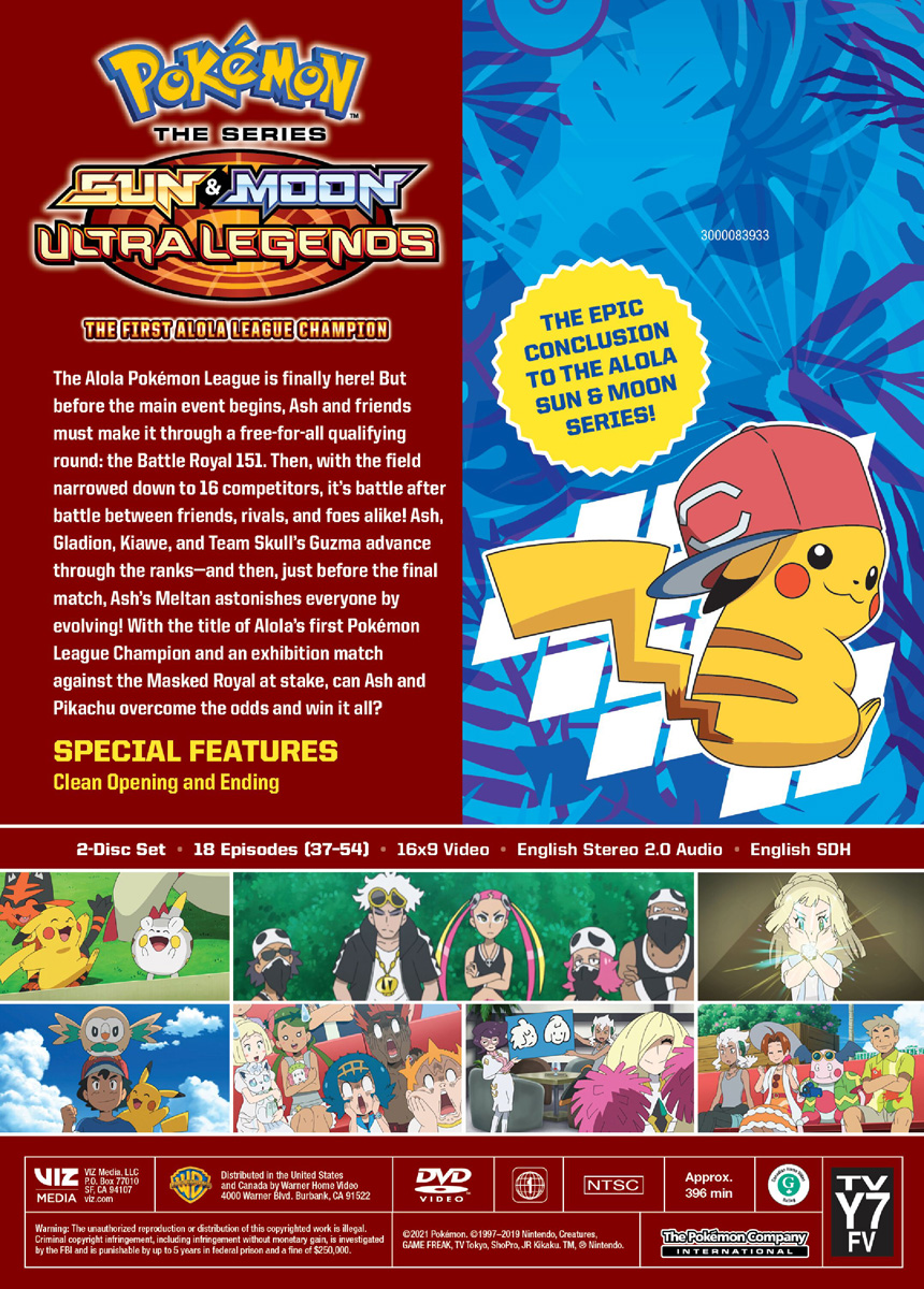 Pokemon Sun & Moon Ultra Legends The First Alola League Champion DVD